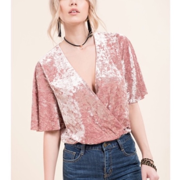 Anthropologie Tops - NWT Moon River Velvet Bodysuit Wrap Top